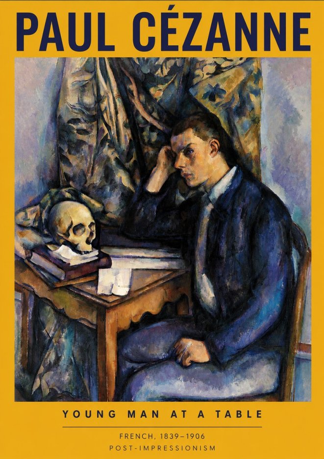 Paul Cézanne Young Man at a Table No2 - Poster