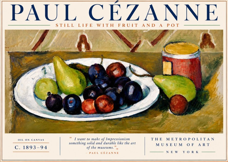 Paul Cézanne Still Life with Fruit and a Pot No4 - Poster