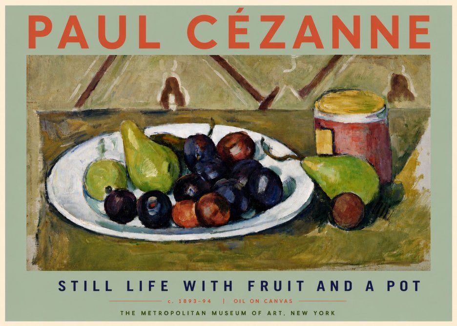 Paul Cézanne Still Life with Fruit and a Pot No6 - Poster