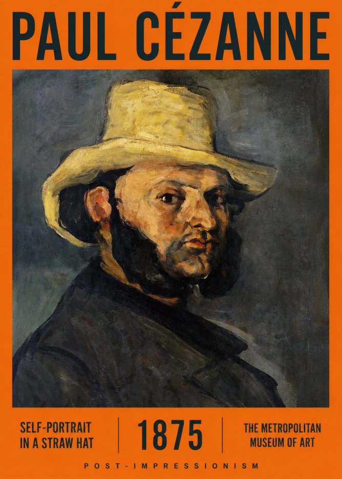 Paul Cézanne Self-portrait in a Straw Hat No2 - Poster