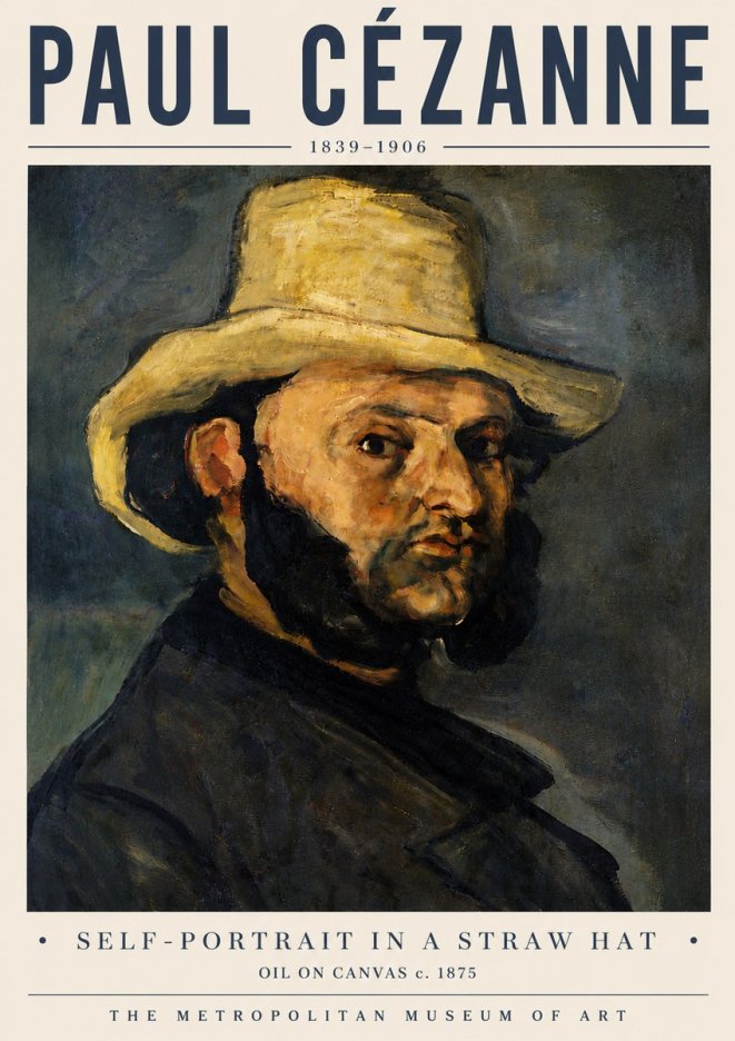 Paul Cézanne Self-portrait in a Straw Hat No6 - Poster