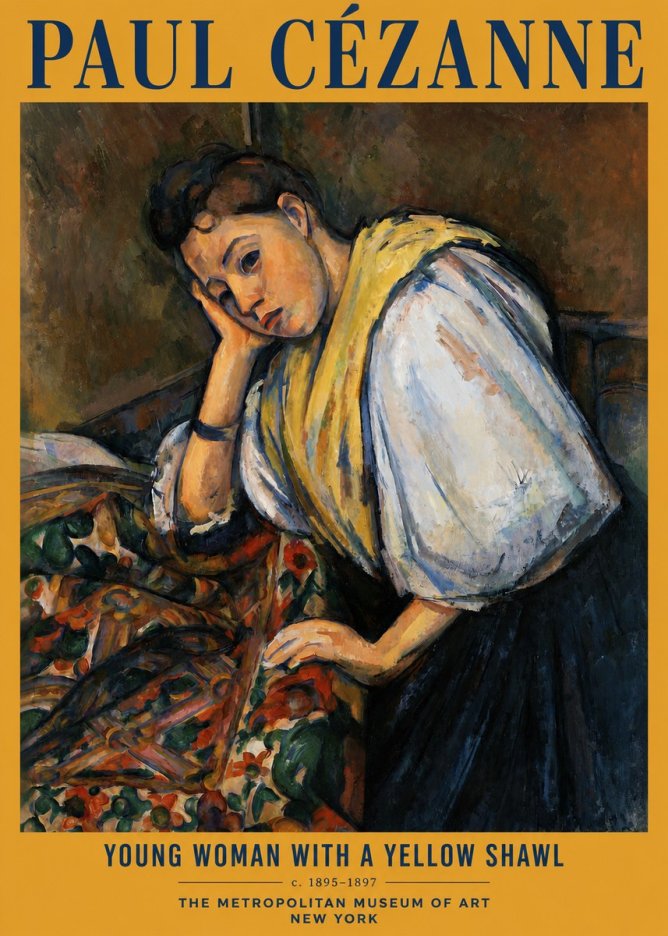 Paul Cézanne Young Woman with a Yellow Shawl No2 - Poster