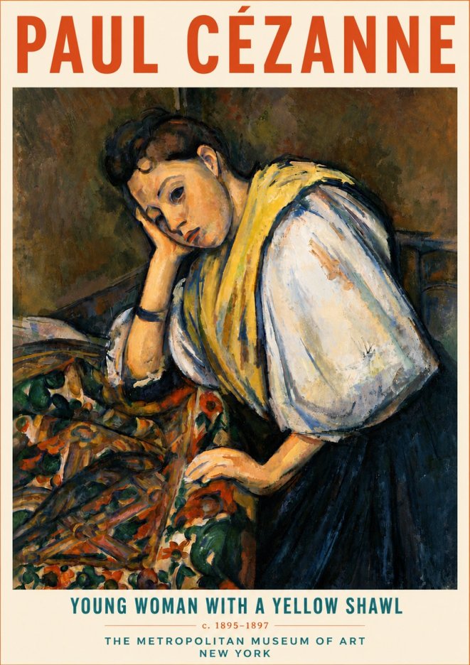 Paul Cézanne Young Woman with a Yellow Shawl No5 - Poster