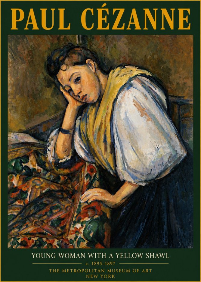 Paul Cézanne Young Woman with a Yellow Shawl No6 - Poster