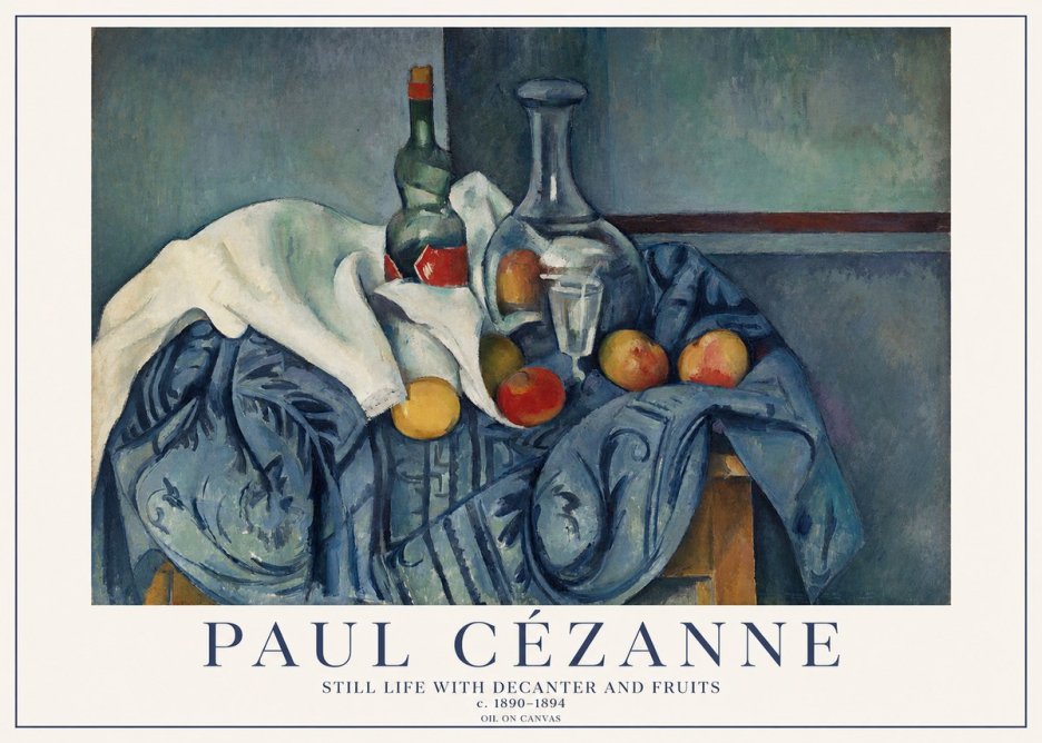 Paul Cézanne Still Life with Decanter and Fruits No1 - Poster