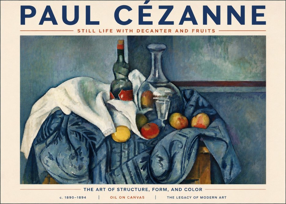 Paul Cézanne Still Life with Decanter and Fruits No6 - Poster