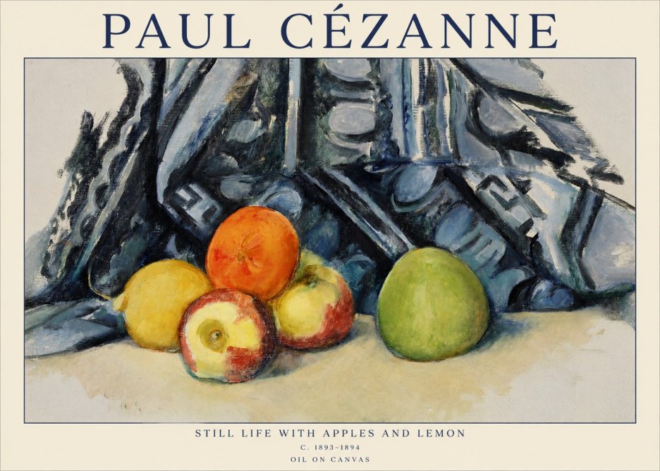Paul Cézanne Still Life with Apples and Lemon No1 - Poster