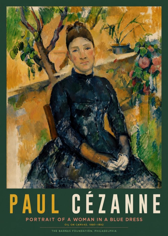 Paul Cézanne Portrait of a Woman in a Blue Dress No2 - Poster