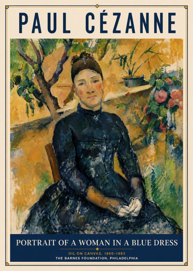 Paul Cézanne Portrait of a Woman in a Blue Dress No6 - Poster