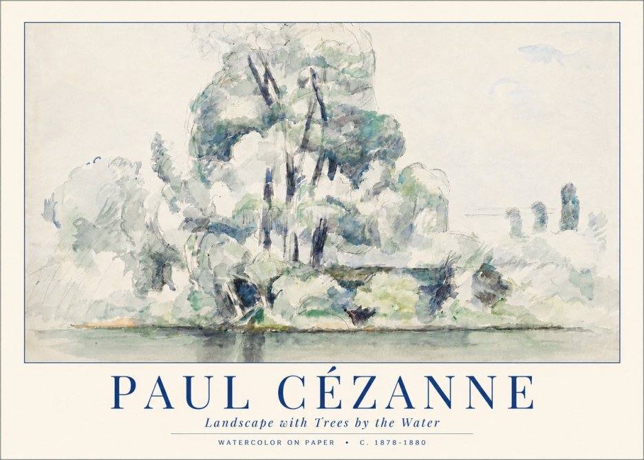 Paul Cézanne Landscape with Trees by the Water No3 - Poster