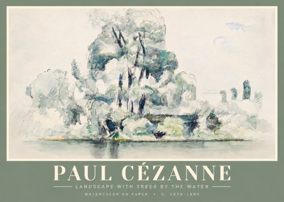 Paul Cézanne Landscape with Trees by the Water No4 - Poster