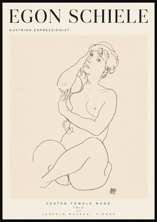 Schiele Seated Female Nude No2 - Poster