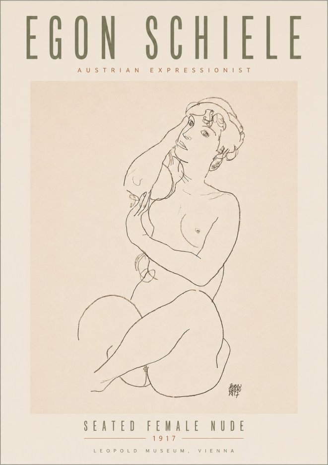Schiele Seated Female Nude No5 - Poster