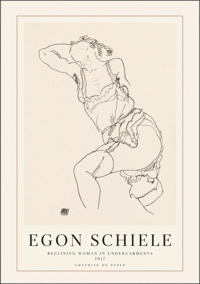 Schiele Reclining Woman in Undergarments No1 - Poster