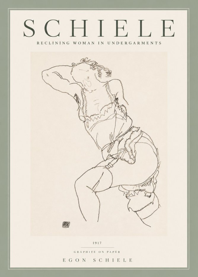 Schiele Reclining Woman in Undergarments No2 - Poster