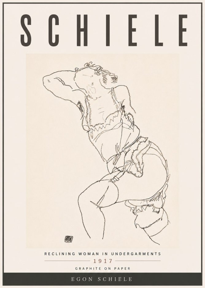 Schiele Reclining Woman in Undergarments No6 - Poster