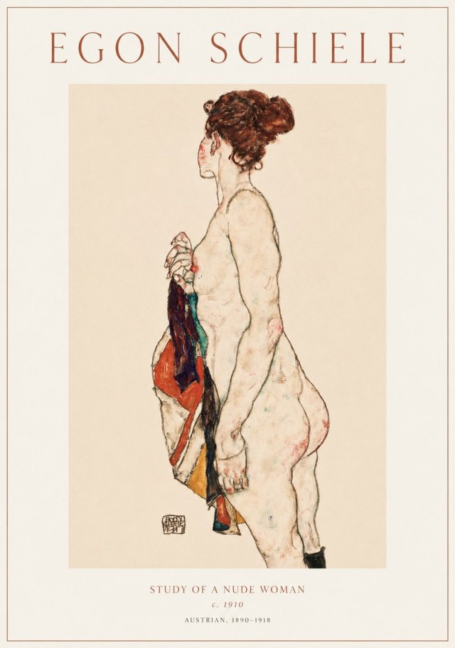 Schiele Study of a Nude Woman No1 - Poster