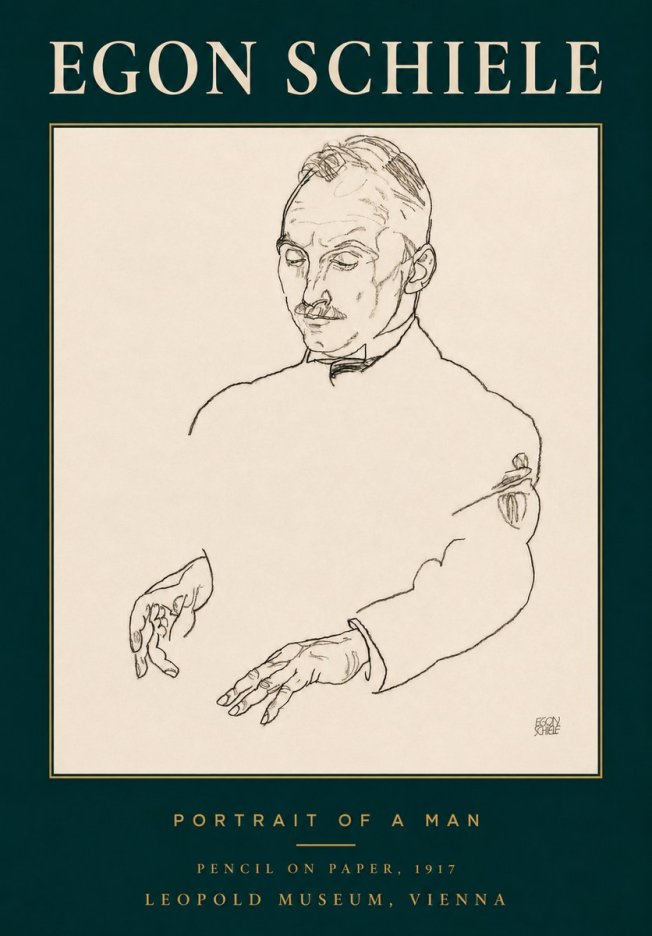 Schiele Portrait of a Man No3 - Poster
