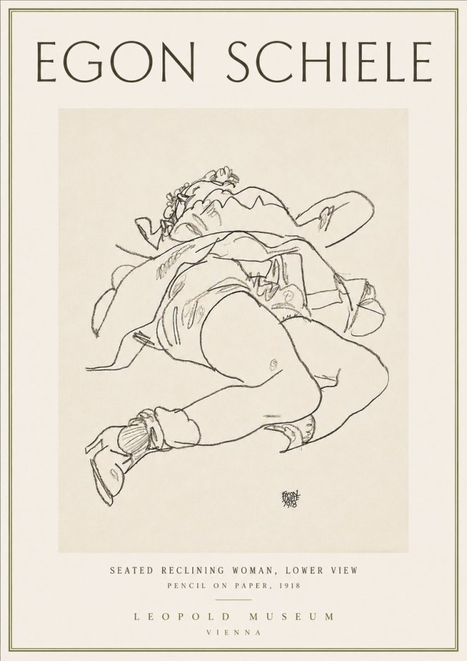 Schiele Seated Reclining Woman, Lower View No4 - Poster