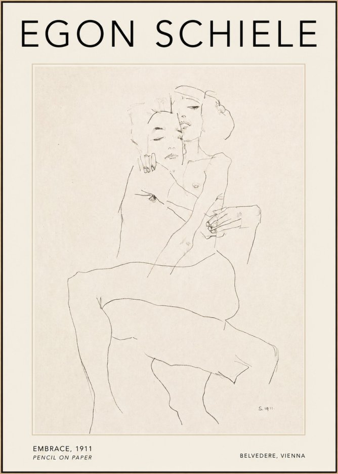 Schiele Embrace, 1911 No2 - Poster