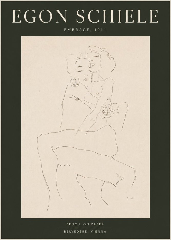 Schiele Embrace, 1911 No4 - Poster
