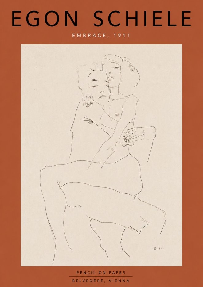 Schiele Embrace, 1911 No6 - Poster