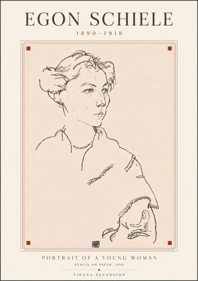Schiele Portrait of a Young Woman No5 - Poster