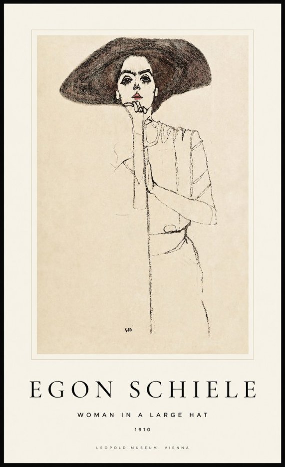 Schiele Woman in a Large Hat No1 - Poster