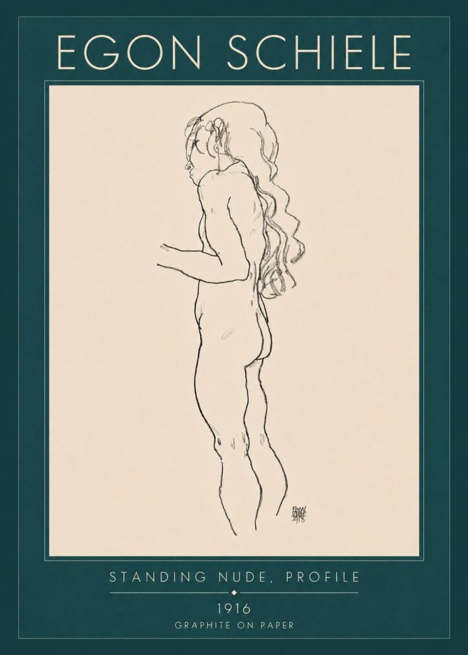 Schiele Standing Nude, Profile No4 - Poster