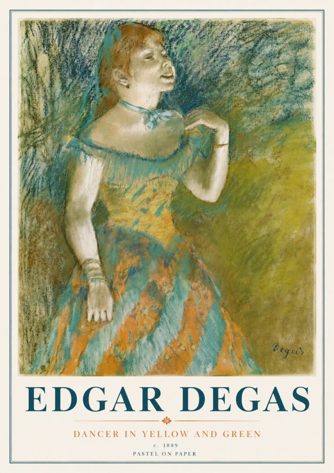 Edgar Degas Dancer in Yellow and Green No6 - Poster
