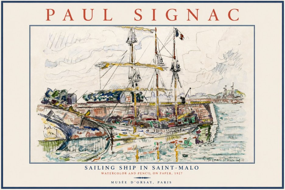 Signac Sailing Ship in Saint-malo No5 - Poster