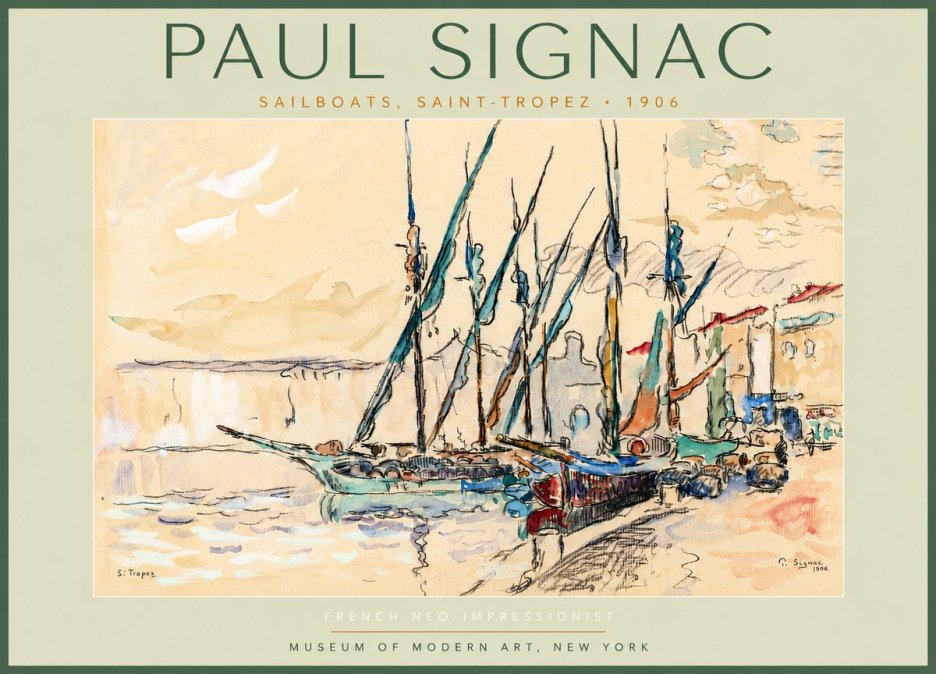 Signac Sailboats, Saint-tropez No4 - Poster