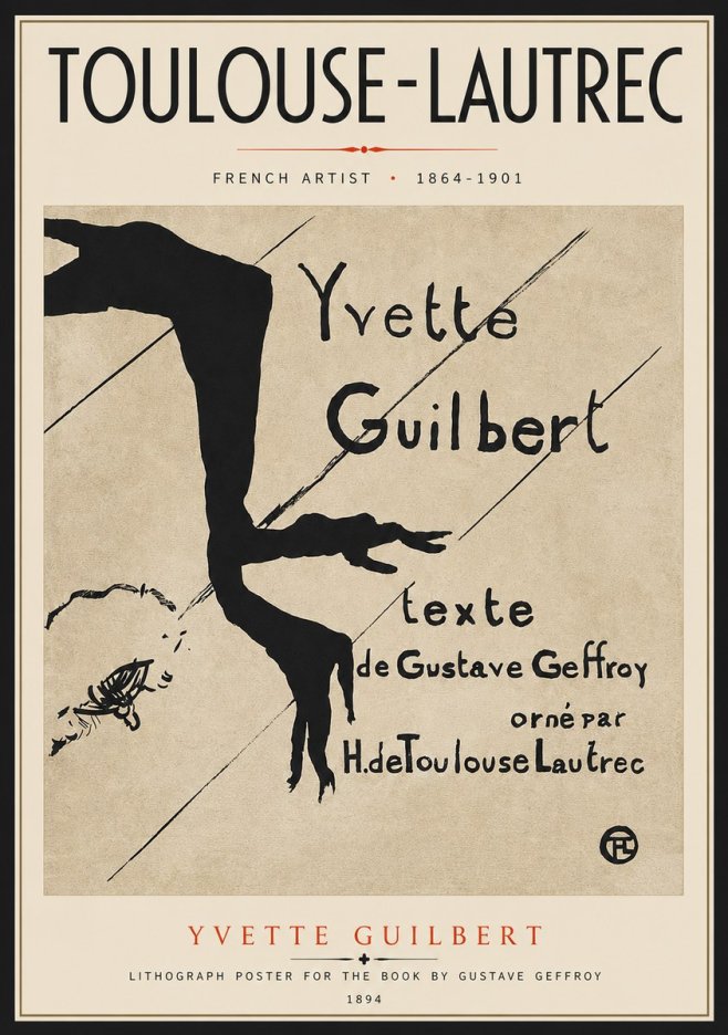 Toulouse-Lautrec Yvette Guilbert No5 - Poster