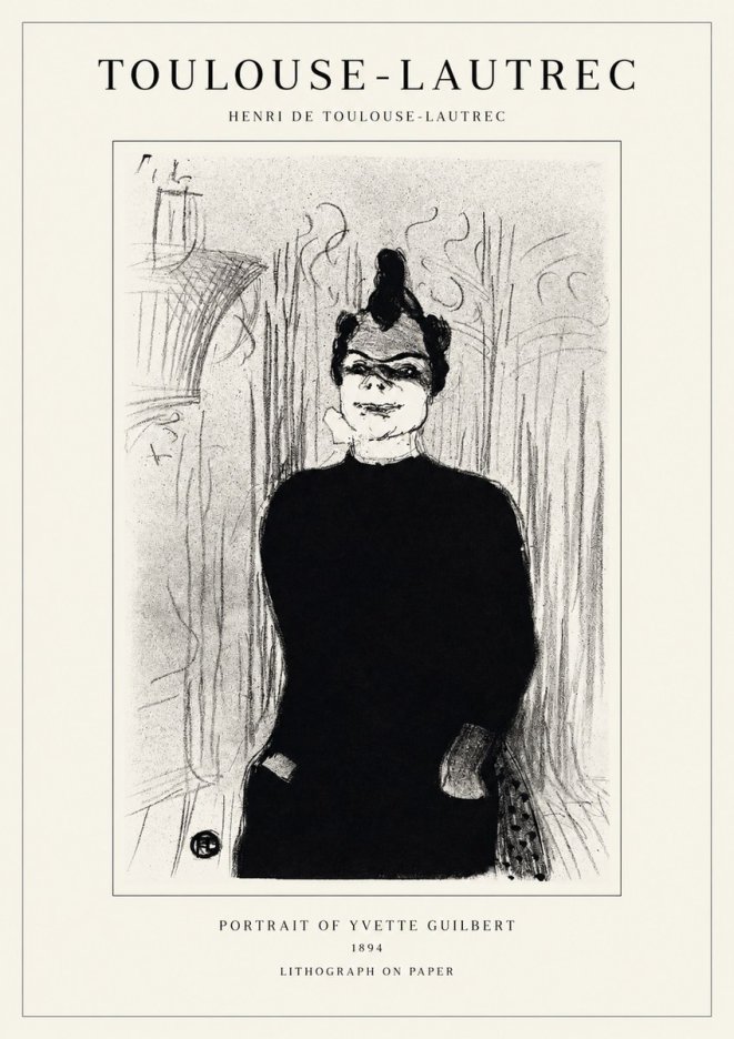 Toulouse-Lautrec Portrait of Yvette Guilbert No1 - Poster