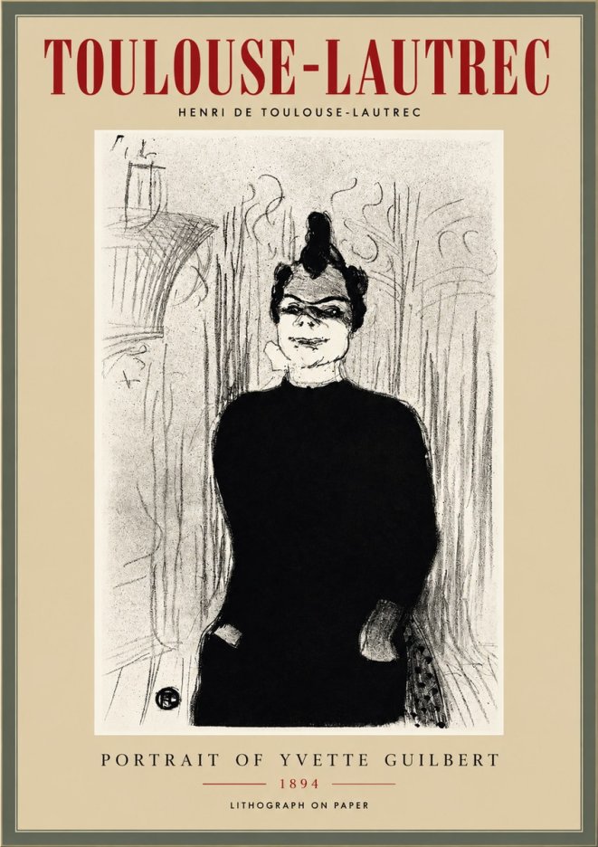 Toulouse-Lautrec Portrait of Yvette Guilbert No3 - Poster
