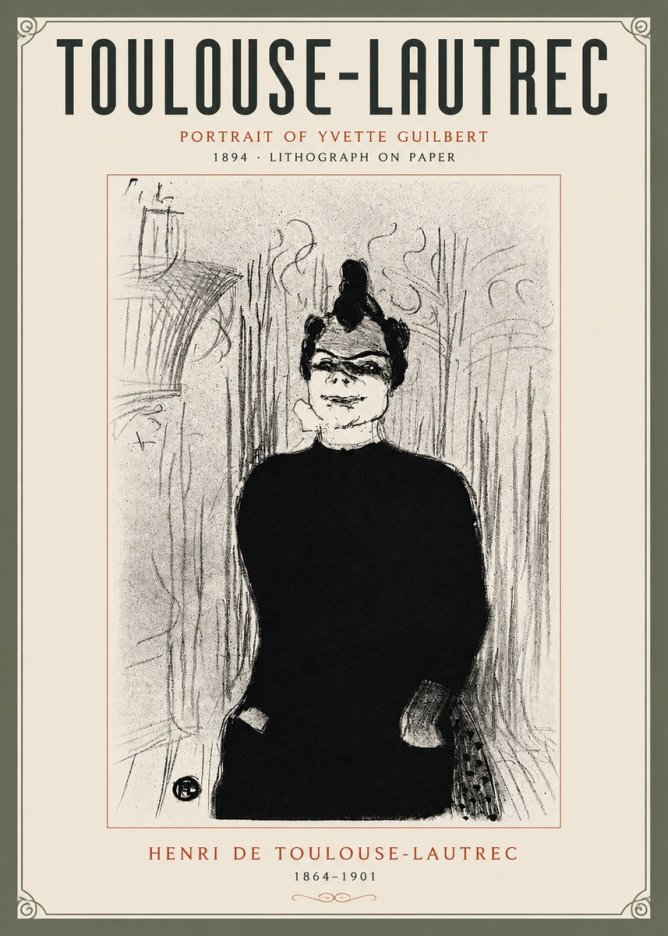 Toulouse-Lautrec Portrait of Yvette Guilbert No5 - Poster
