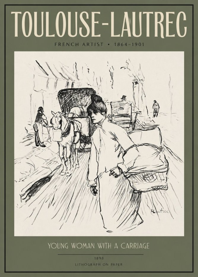 Toulouse-Lautrec Young Woman with a Carriage No2 - Poster