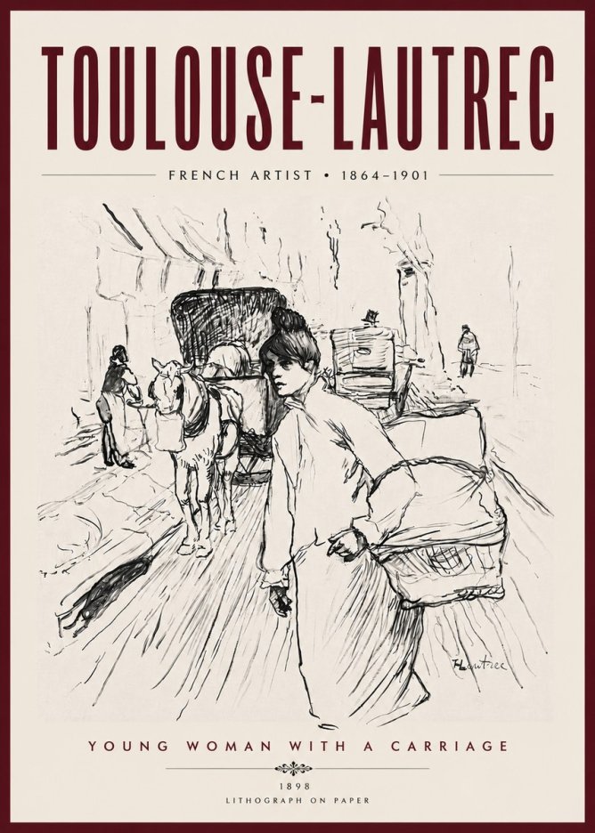 Toulouse-Lautrec Young Woman with a Carriage No5 - Poster
