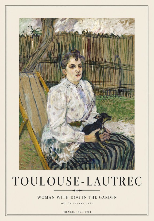 Toulouse-Lautrec Woman with Dog in the Garden No4 - Poster