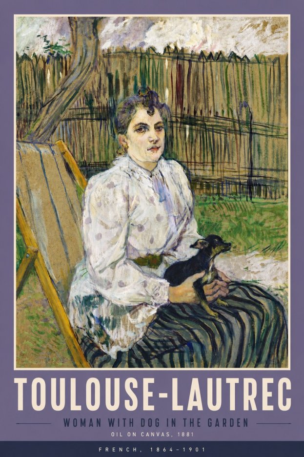 Toulouse-Lautrec Woman with Dog in the Garden No5 - Poster