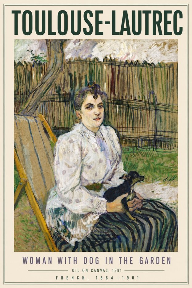 Toulouse-Lautrec Woman with Dog in the Garden No6 - Poster