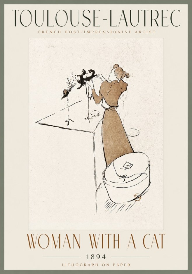 Toulouse-Lautrec Woman with a Cat No2 - Poster