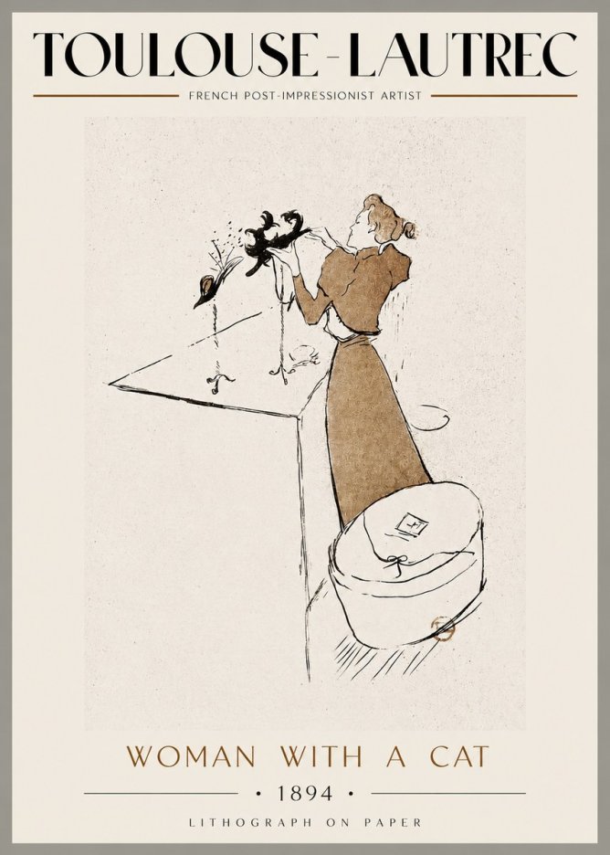 Toulouse-Lautrec Woman with a Cat No3 - Poster