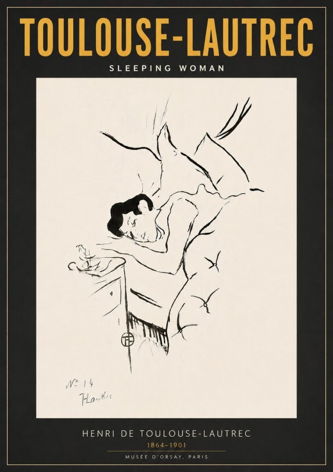 Toulouse-Lautrec Sleeping Woman No6 - Poster