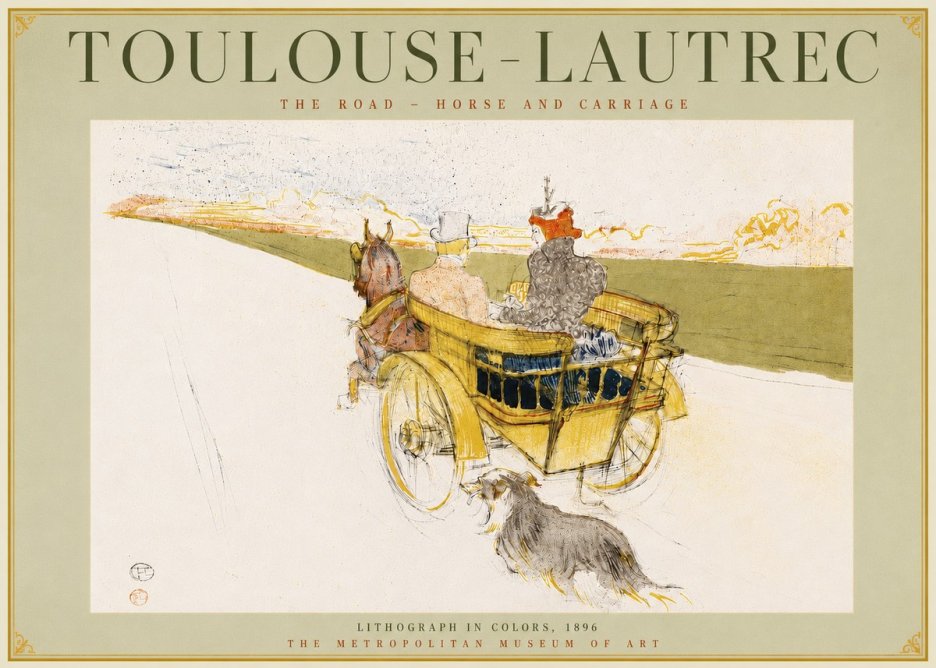 Toulouse-Lautrec The Road - Horse and Carriage No4 - Poster