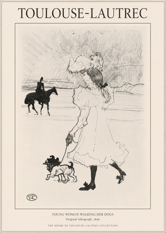 Toulouse-Lautrec Young Woman Walking Her Dogs No1 - Poster