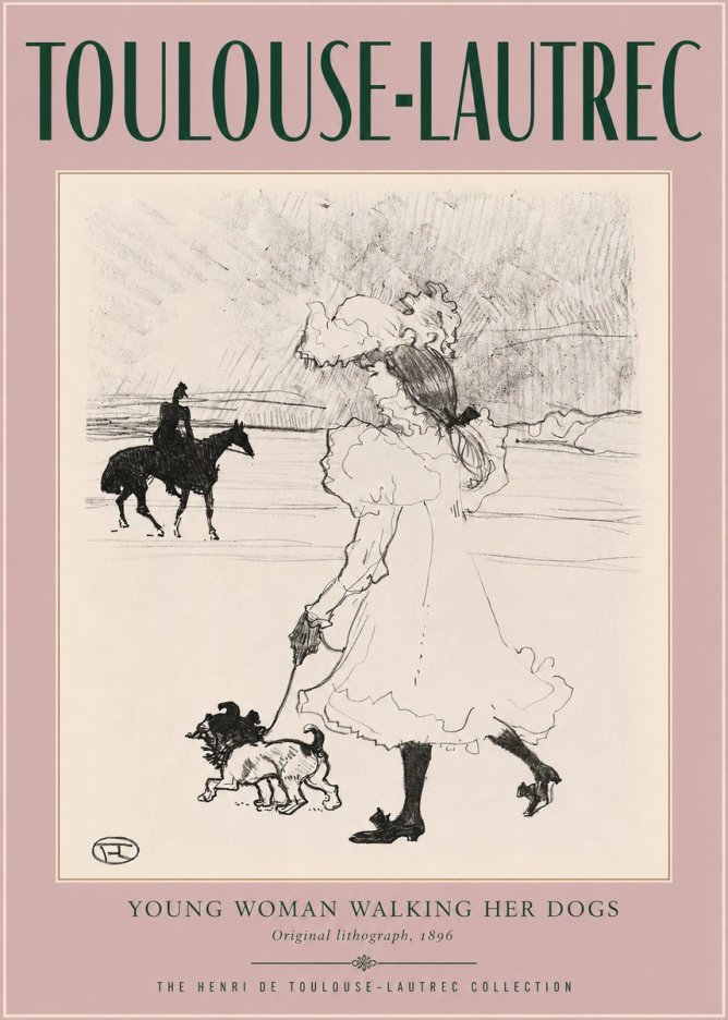 Toulouse-Lautrec Young Woman Walking Her Dogs No2 - Poster