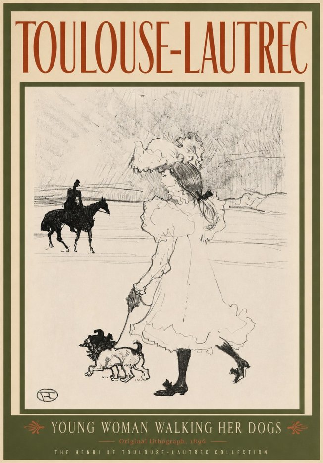 Toulouse-Lautrec Young Woman Walking Her Dogs No3 - Poster
