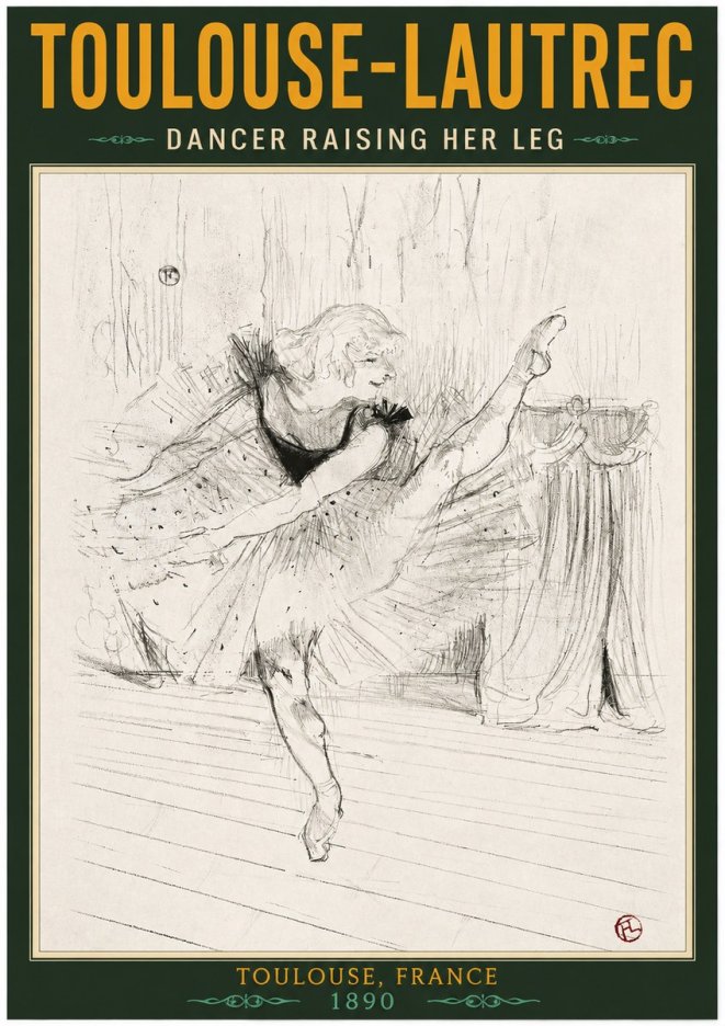 Toulouse-Lautrec Dancer Raising Her Leg No2 - Poster