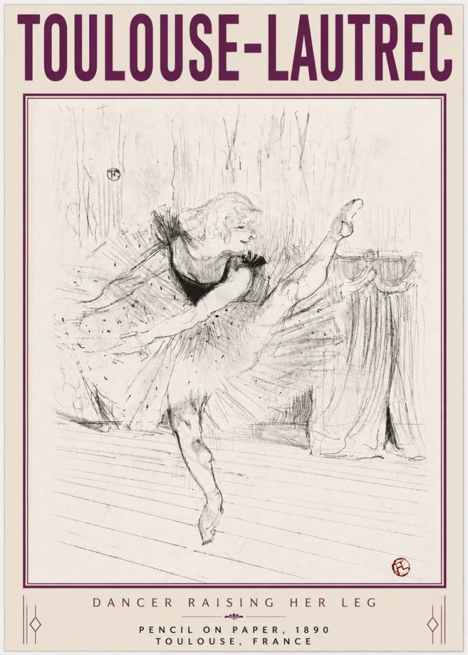 Toulouse-Lautrec Dancer Raising Her Leg No4 - Poster